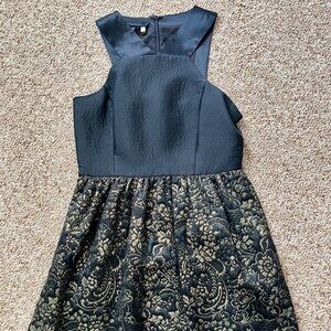 4. Collective Black Gold Brocade Halter Dress NWT Size 4
